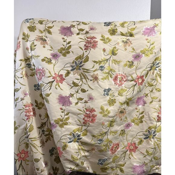 Vtg Croscill Iris ComforterQUEEN Floral Garden twisted rope edge